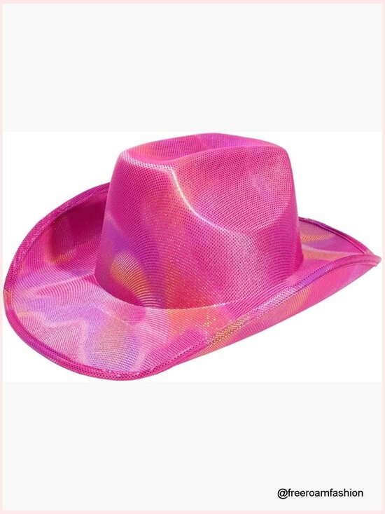 Sparkly Cowboy Hat Holographic Western Costume Hat Neon Cowgirl Hat